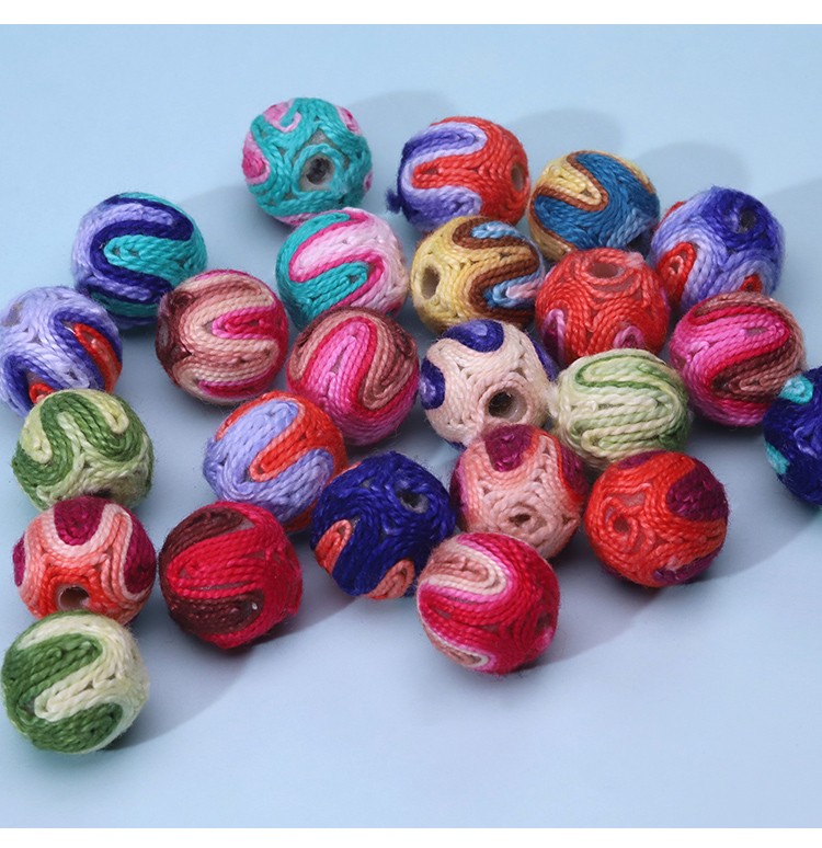 14mm Wavy Multicolor Yarn-Wrapped Beads – Stripe Blend Collection