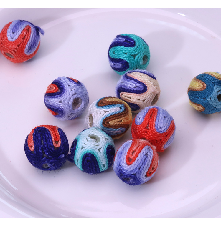 14mm Wavy Multicolor Yarn-Wrapped Beads – Stripe Blend Collection