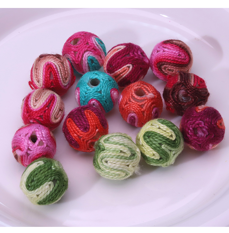 14mm Wavy Multicolor Yarn-Wrapped Beads – Stripe Blend Collection