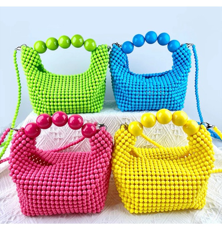 Customizable Woven Beaded Handbag – Pillow Shape – 15×7×12cm – Multiple Colors Available