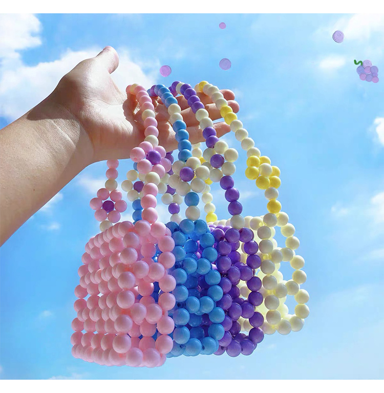 Mini Hollow Grid Floral Beaded Handbag – Handwoven Acrylic – Custom Colors Available – 10×3.5×8cm