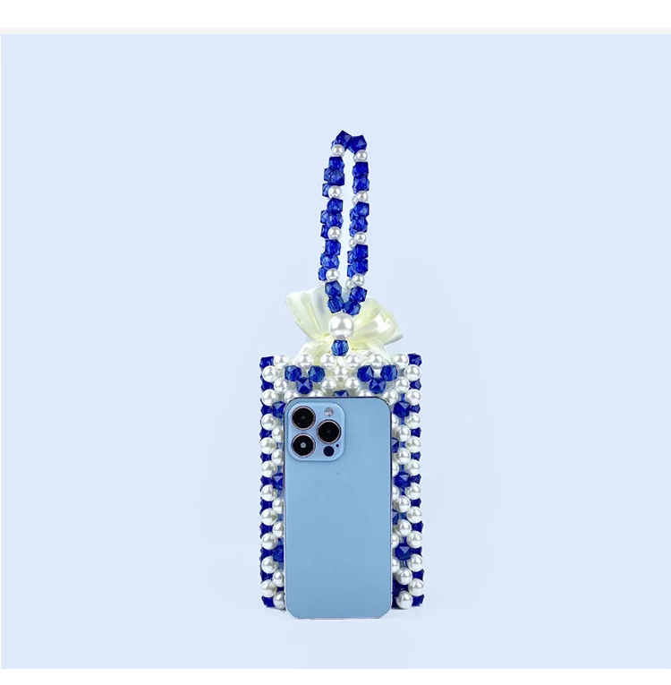 Mini Hollow Beaded Handbag – Blue