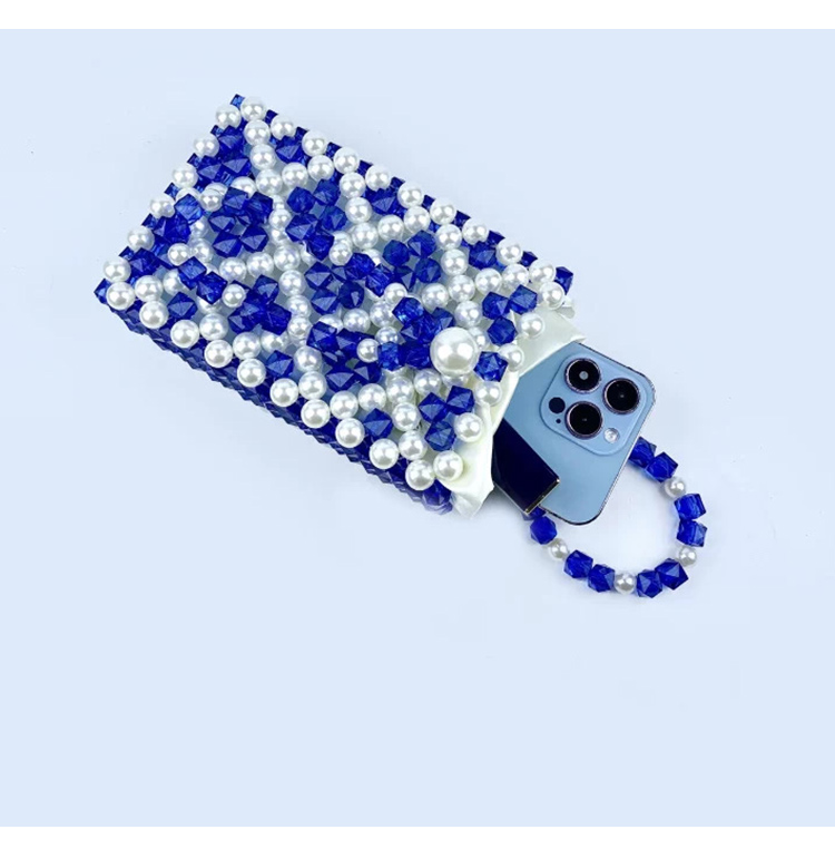 Mini Hollow Beaded Handbag – Blue