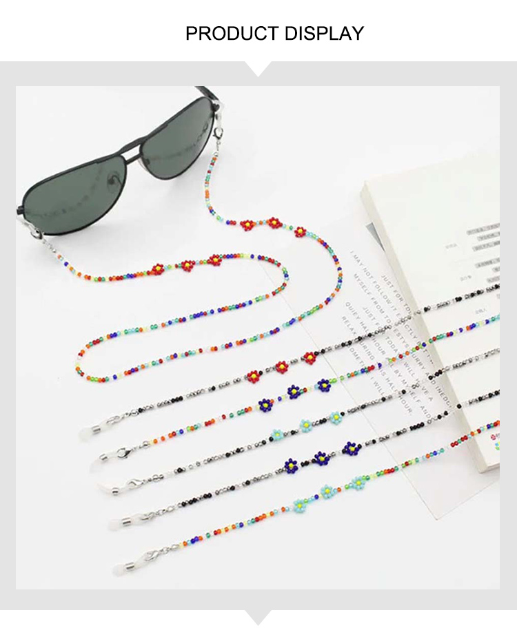 Handcrafted Beaded Eyeglass Chain with Floral Accents – 70cm – Mixed Color Styles Available