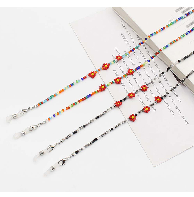 Handcrafted Beaded Eyeglass Chain with Floral Accents – 70cm – Mixed Color Styles Available