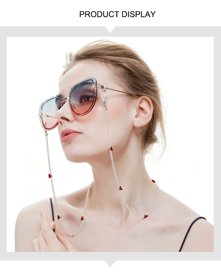 Cherry Beaded Eyeglass Chain – Handcrafted Acrylic – 70cm – Color Variants Available
