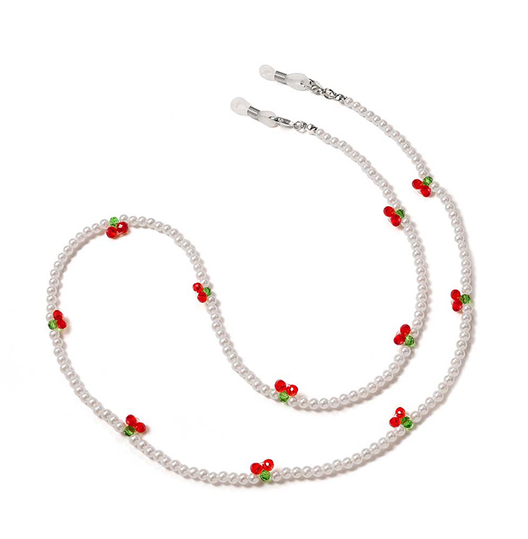 Cherry Beaded Eyeglass Chain – Handcrafted Acrylic – 70cm – Color Variants Available