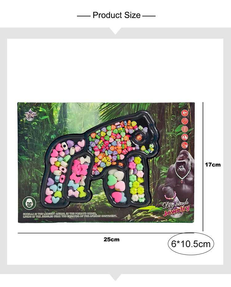 DIY Kids Bracelet Bead Kit – Acrylic – Animal Themes – 17×25cm Box