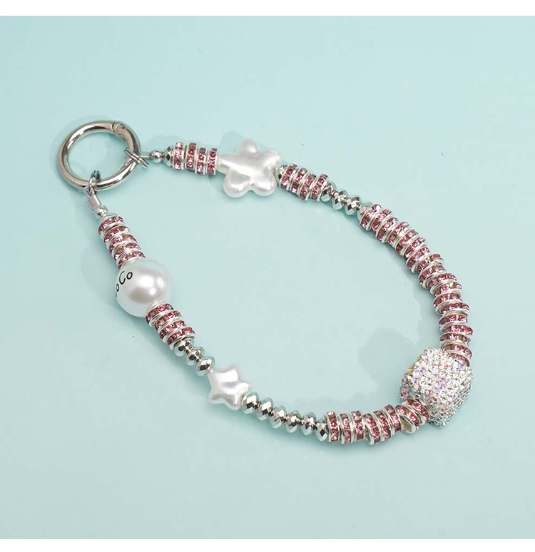 Short Phone Strap with Spring Ring Clasp – Rhinestone Acrylic Star