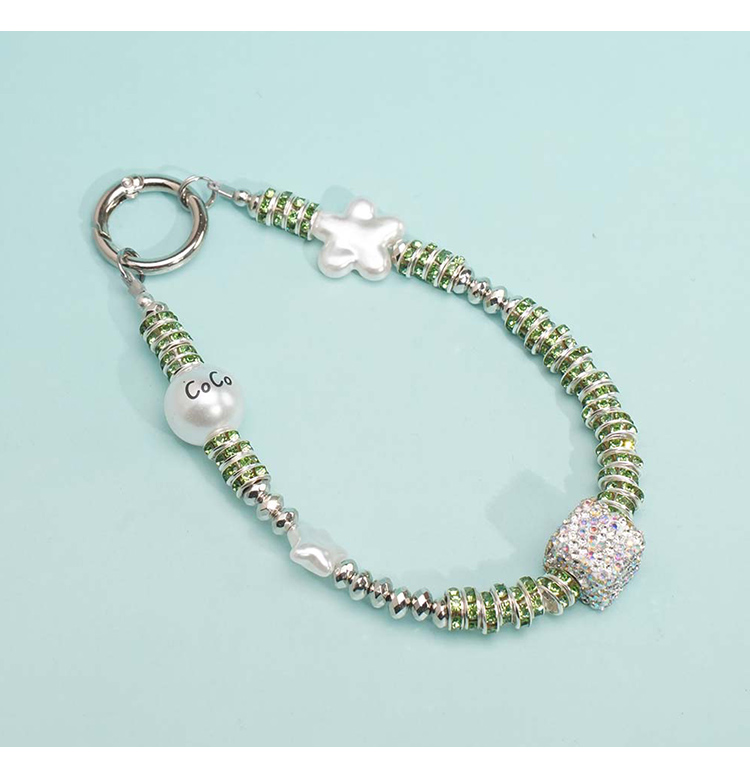 Short Phone Strap with Spring Ring Clasp – Rhinestone Acrylic Star