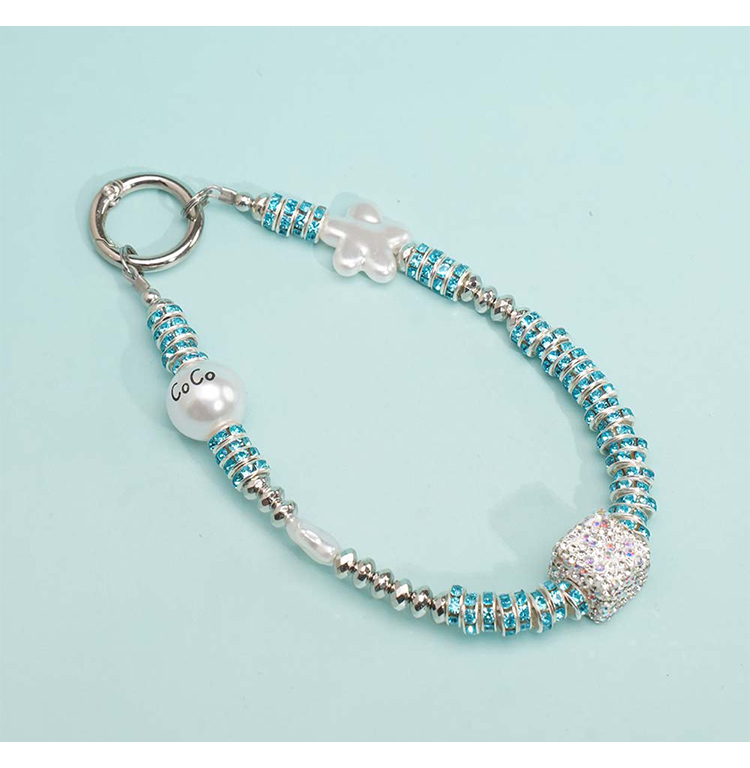 Short Phone Strap with Spring Ring Clasp – Rhinestone Acrylic Star