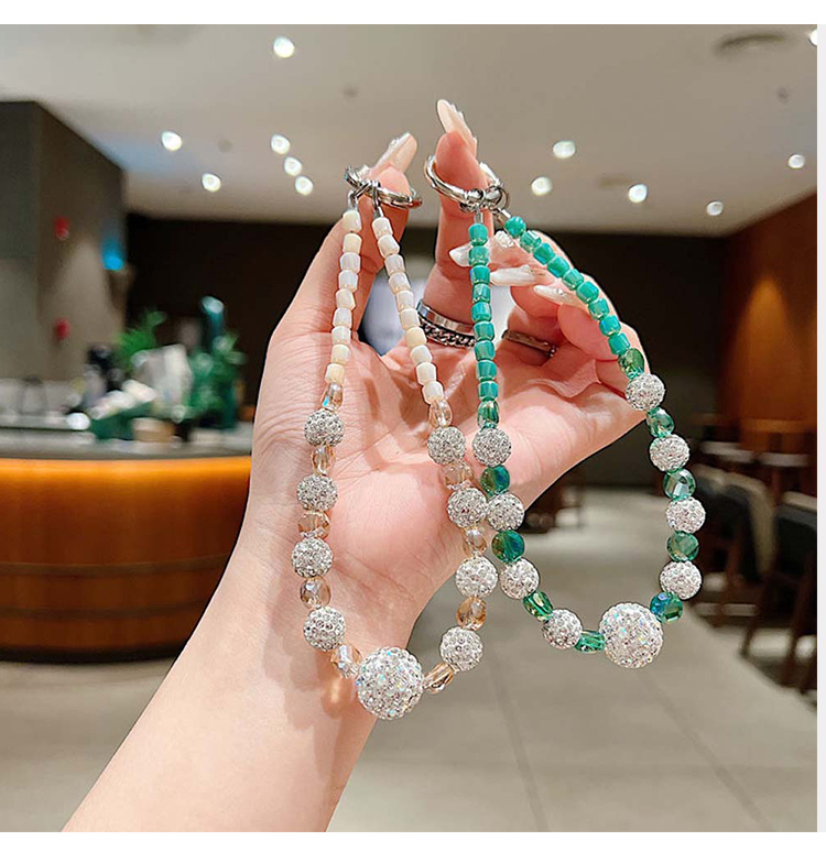 Mini Faceted Beaded Crystal Phone Strap – 5 Color Variants – Rhinestone Accent – OEM Available