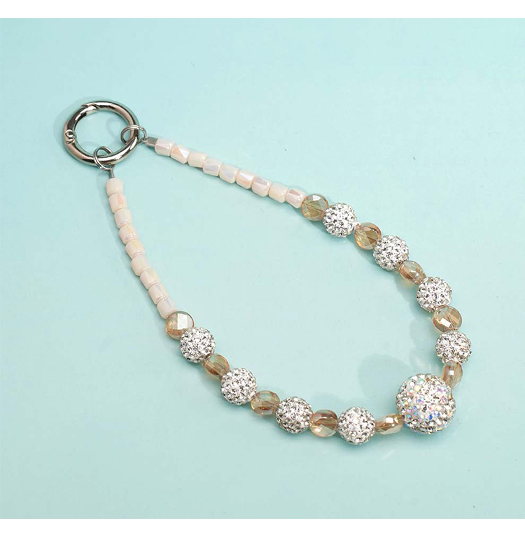 Mini Faceted Beaded Crystal Phone Strap – 5 Color Variants – Rhinestone Accent – OEM Available