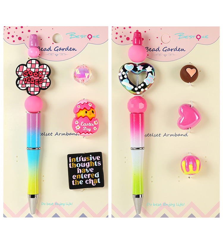 DIY Beaded Pen Kit – Checkerboard, Chick, Flower