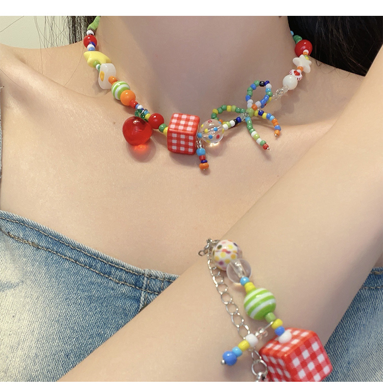 Christmas Charm Necklace Collection – 16″ Length – Mixed Bead   Hand-painted