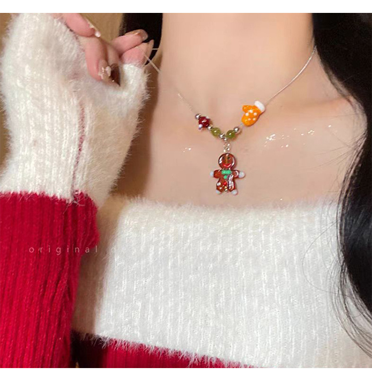 Christmas Charm Necklace Collection – 16″ Length – Mixed Bead   Hand-painted