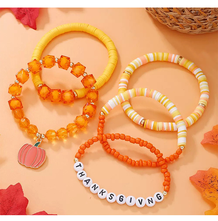 Thanksgiving Multi-Strand Bracelet Sets – 5 to 7 Stackable Pieces – Fall Color Themes with Holiday Charms