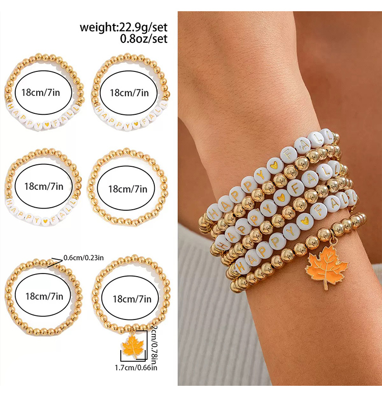 Thanksgiving Multi-Bracelet Stack Sets – 5 to 8 Pieces – Leaf, Word Bead, Sunflower