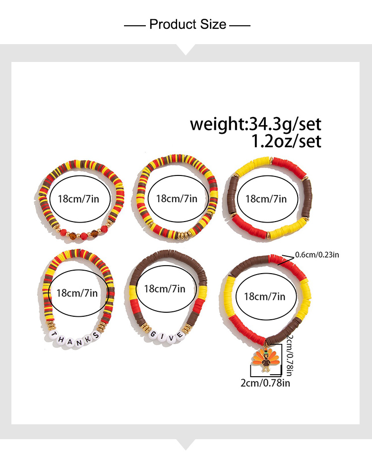 Thanksgiving Multi-Bracelet Stack Sets – 5 to 8 Pieces – Leaf, Word Bead, Sunflower