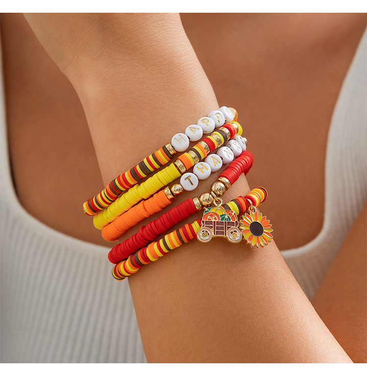 Thanksgiving Multi-Bracelet Stack Sets – 5 to 8 Pieces – Leaf, Word Bead, Sunflower
