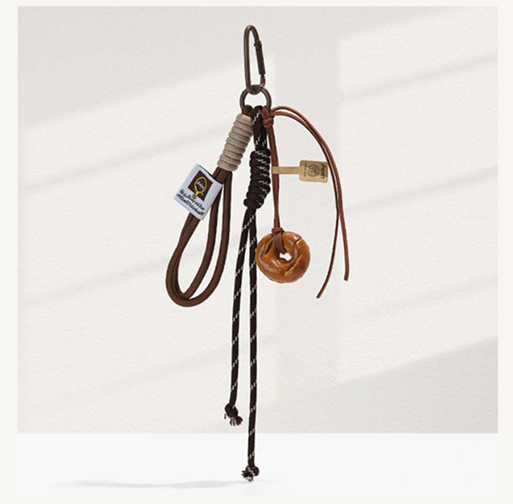 MIU Style Chip Keychain with Pearl Bow and Alloy Pendants – 8cm Bag Charm with Dice and Heart Pendant