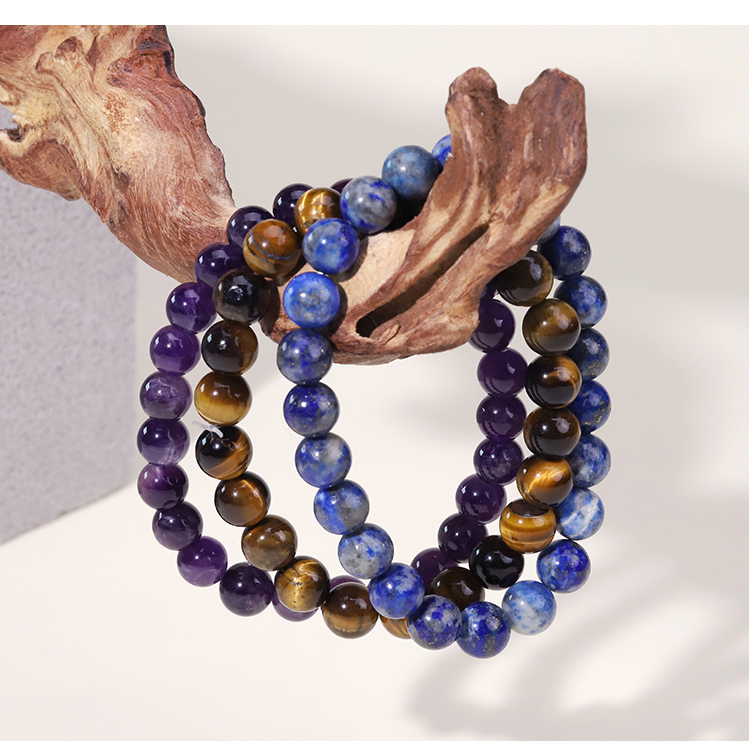 Crystal Bracelet and Raw Stone Gift Set – 8mm Gemstone Bead Bracelet with 25–35mm Natural Crystal