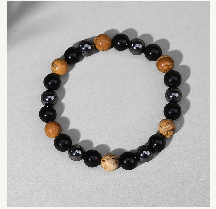 Mixed Beaded Bracelet with Natural Stone, Plastic