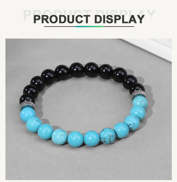 Beaded Bracelet Set with Natural Stone, Stainless Steel Spacer