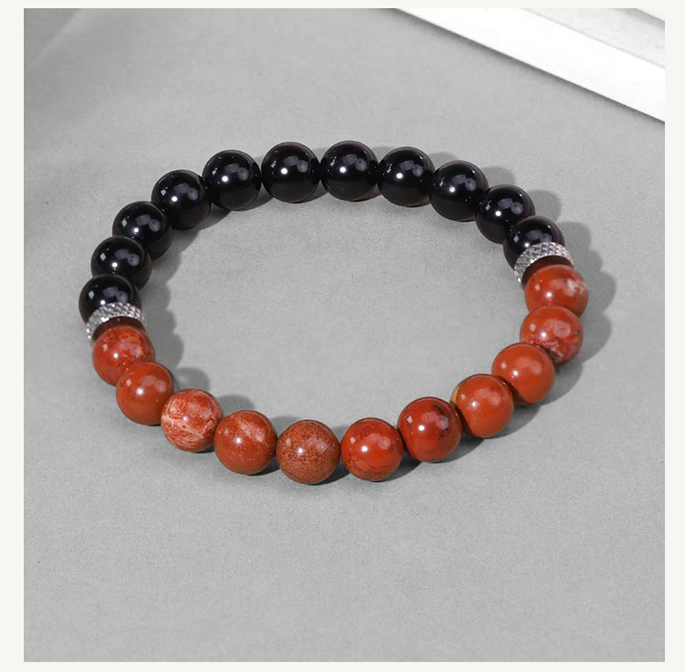 Beaded Bracelet Set with Natural Stone, Stainless Steel Spacer