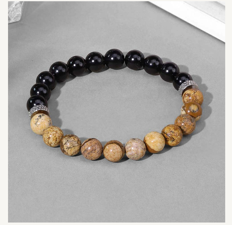 Beaded Bracelet Set with Natural Stone, Stainless Steel Spacer