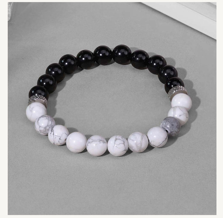 Beaded Bracelet Set with Natural Stone, Stainless Steel Spacer