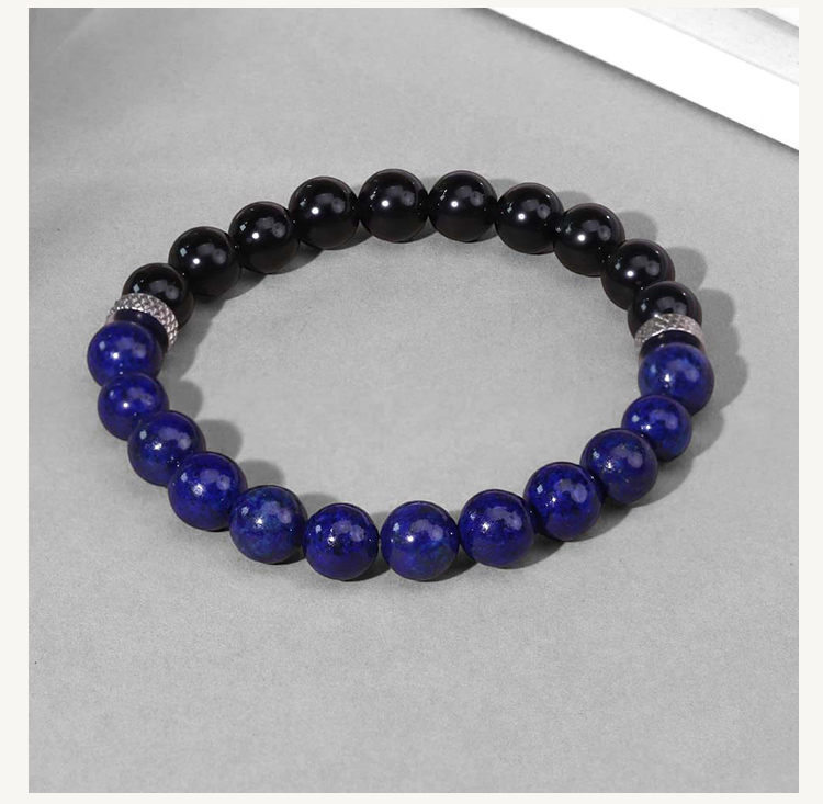 Beaded Bracelet Set with Natural Stone, Stainless Steel Spacer