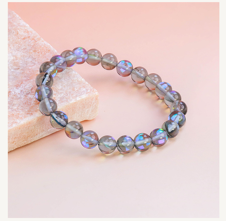 8mm Glass Beaded Bracelet – Mixed Colors, Shiny 8mm Glass Beaded Bracelet – Mixed Colors, Shiny