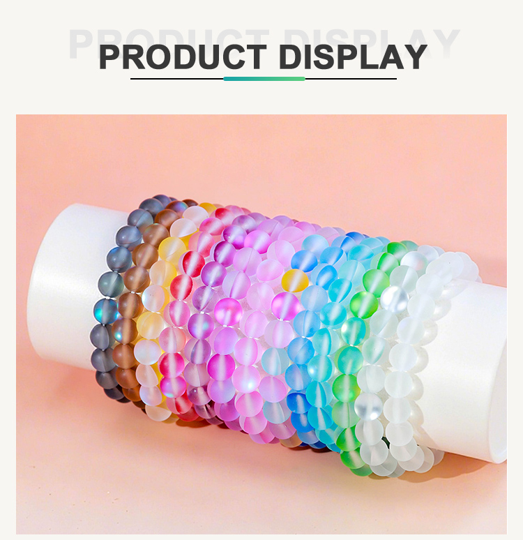 8mm Frosted Glass Beaded Bracelet – Shiny Round Beads in Multiple Colors – Fashion Jewelry Gift for Women 8mm Frosted Glass Beaded Bracelet – Shiny Round Beads in Multiple Colors – Fashion Jewelry Gift for Women