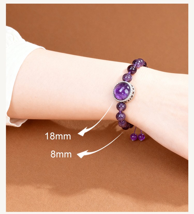 Natural Stone Bracelet with Lotus Base Pendant – 8mm Gemstone Beads Natural Stone Bracelet with Lotus Base Pendant – 8mm Gemstone Beads