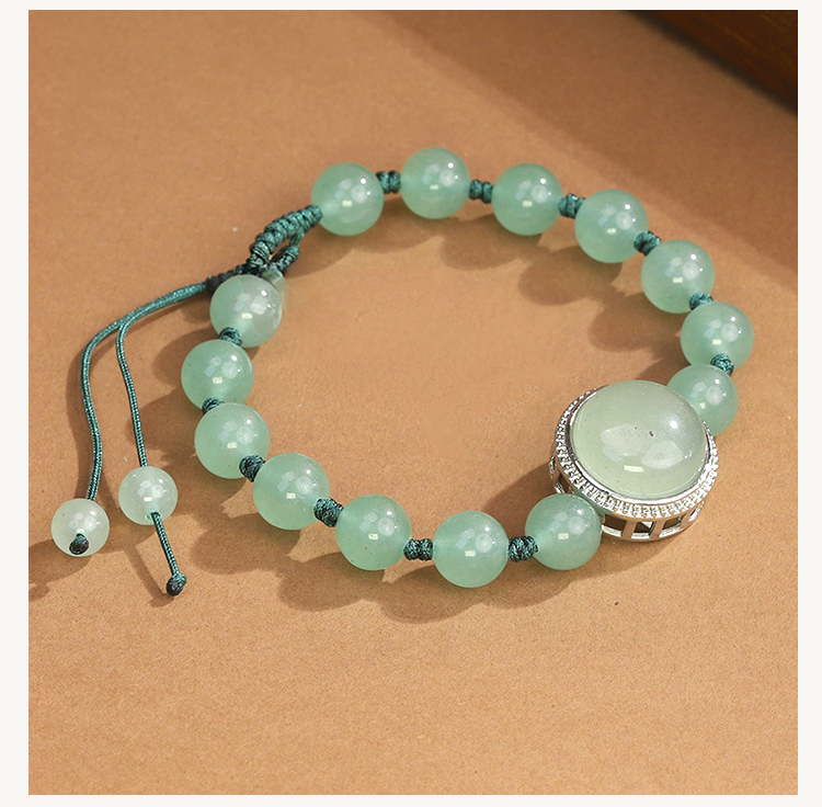 Natural Stone Bracelet with Lotus Base Pendant – 8mm Gemstone Beads Natural Stone Bracelet with Lotus Base Pendant – 8mm Gemstone Beads