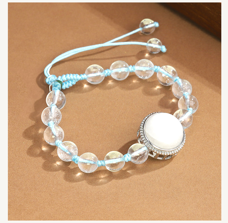 Natural Stone Bracelet with Lotus Base Pendant – 8mm Gemstone Beads Natural Stone Bracelet with Lotus Base Pendant – 8mm Gemstone Beads