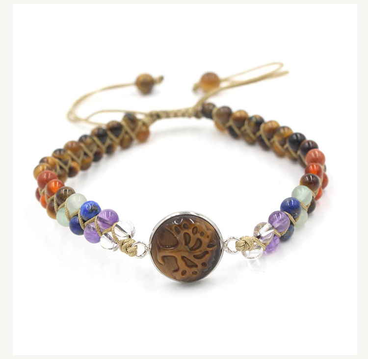 Tree of Life Double-Strand Natural Stone Bracelet – 7 Chakra Gemstone Beads with Adjustable Braided Cord (Aventurine, Rose Quartz, Amethyst, Turquoise, Obsidian, Tiger Eye) Tree of Life Double-Strand Natural Stone Bracelet – 7 Chakra Gemstone Beads with Adjustable Braided Cord (Aventurine, Rose Quartz, Amethyst, Turquoise, Obsidian, Tiger Eye)