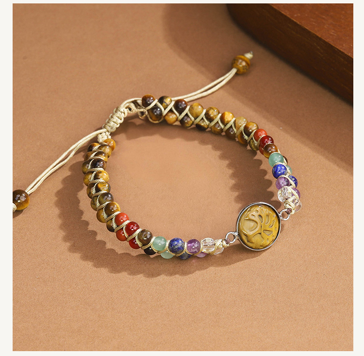 Tree of Life Double-Strand Natural Stone Bracelet – 7 Chakra Gemstone Beads with Adjustable Braided Cord (Aventurine, Rose Quartz, Amethyst, Turquoise, Obsidian, Tiger Eye) Tree of Life Double-Strand Natural Stone Bracelet – 7 Chakra Gemstone Beads with Adjustable Braided Cord (Aventurine, Rose Quartz, Amethyst, Turquoise, Obsidian, Tiger Eye)