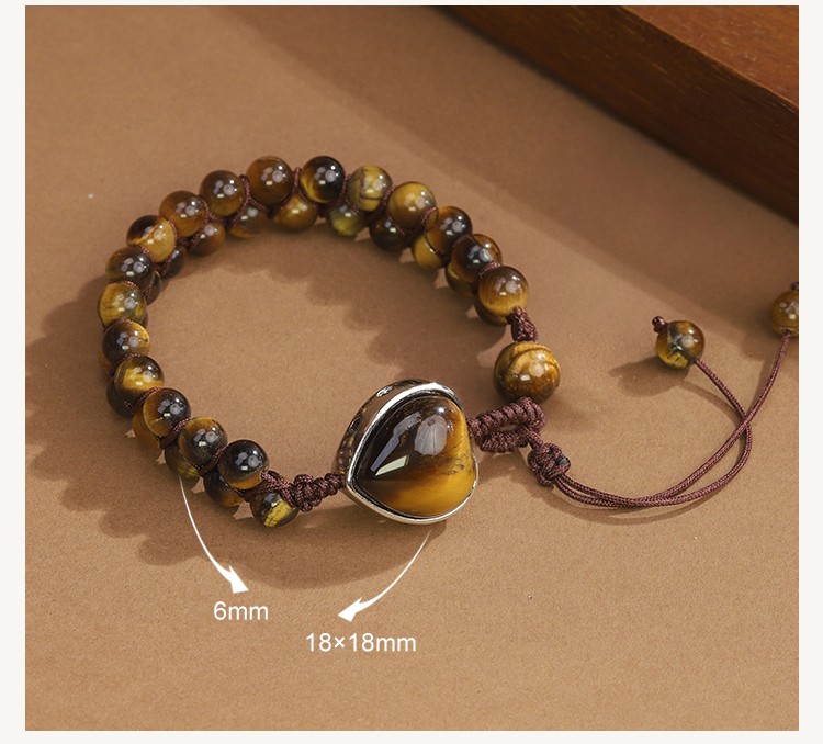 Double-Strand Natural Stone Bracelet with Heart Pendant – Tiger Eye, Rose Quartz, Purple Fluorite – 6mm Beads Double-Strand Natural Stone Bracelet with Heart Pendant – Tiger Eye, Rose Quartz, Purple Fluorite – 6mm Beads
