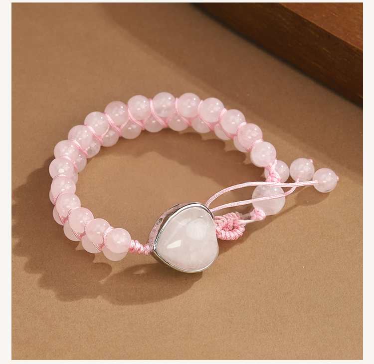 Double-Strand Natural Stone Bracelet with Heart Pendant – Tiger Eye, Rose Quartz, Purple Fluorite – 6mm Beads Double-Strand Natural Stone Bracelet with Heart Pendant – Tiger Eye, Rose Quartz, Purple Fluorite – 6mm Beads