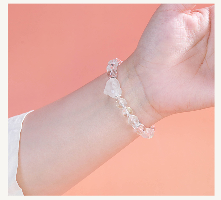 8mm Natural Stone Bead Bracelet with Gear Rhinestone Spacer 8mm Natural Stone Bead Bracelet with Gear Rhinestone Spacer