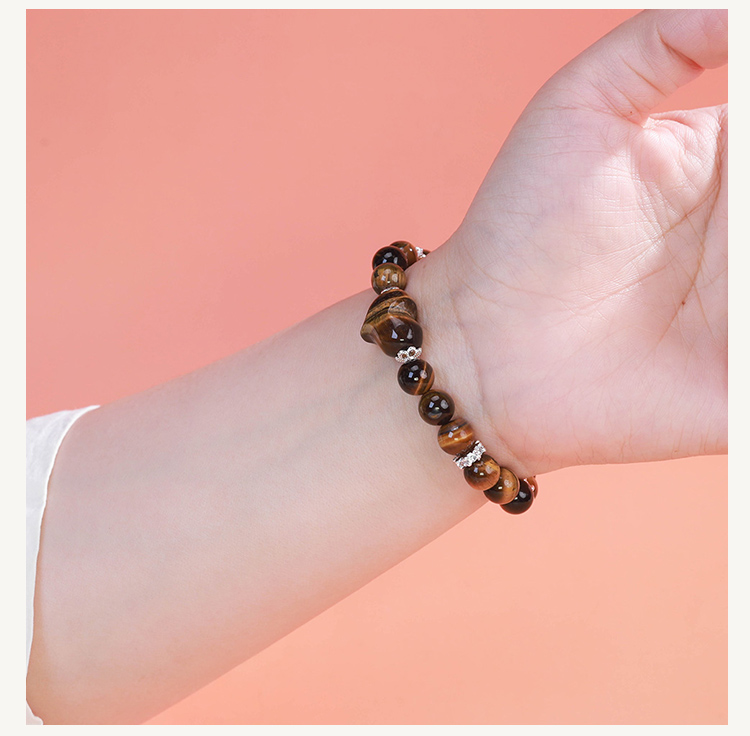 8mm Natural Stone Bead Bracelet with Gear Rhinestone Spacer 8mm Natural Stone Bead Bracelet with Gear Rhinestone Spacer