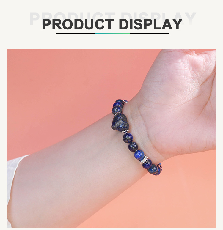 8mm Natural Stone Bead Bracelet with Gear Rhinestone Spacer 8mm Natural Stone Bead Bracelet with Gear Rhinestone Spacer