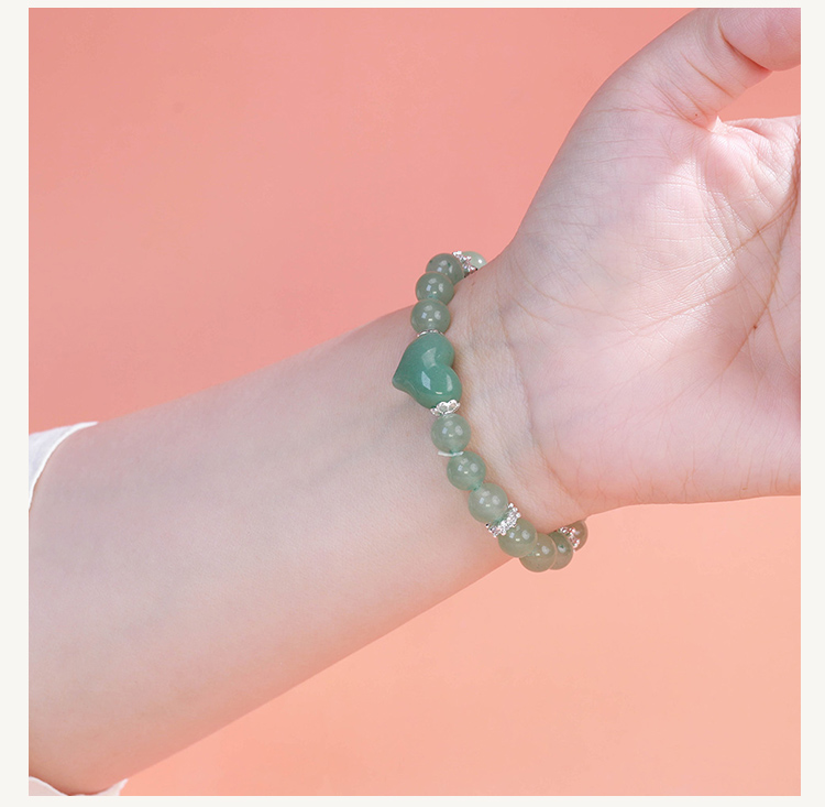 8mm Natural Stone Bead Bracelet with Gear Rhinestone Spacer 8mm Natural Stone Bead Bracelet with Gear Rhinestone Spacer