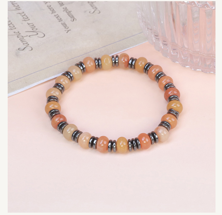 8mm Natural Stone Abacus Bead Bracelet with Iron Beads – Lapis, Amethyst, Tiger Eye, Red Stone, Rose Quartz, Red Aventurine, Rainbow Beads