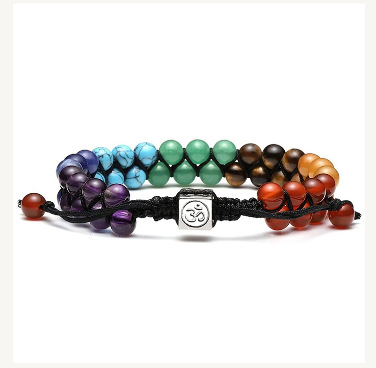 Multicolor Natural Stone Beaded Bracelet – Amethyst, Lapis, Turquoise, Tiger Eye, Aventurine, Red Jade – Yoga
