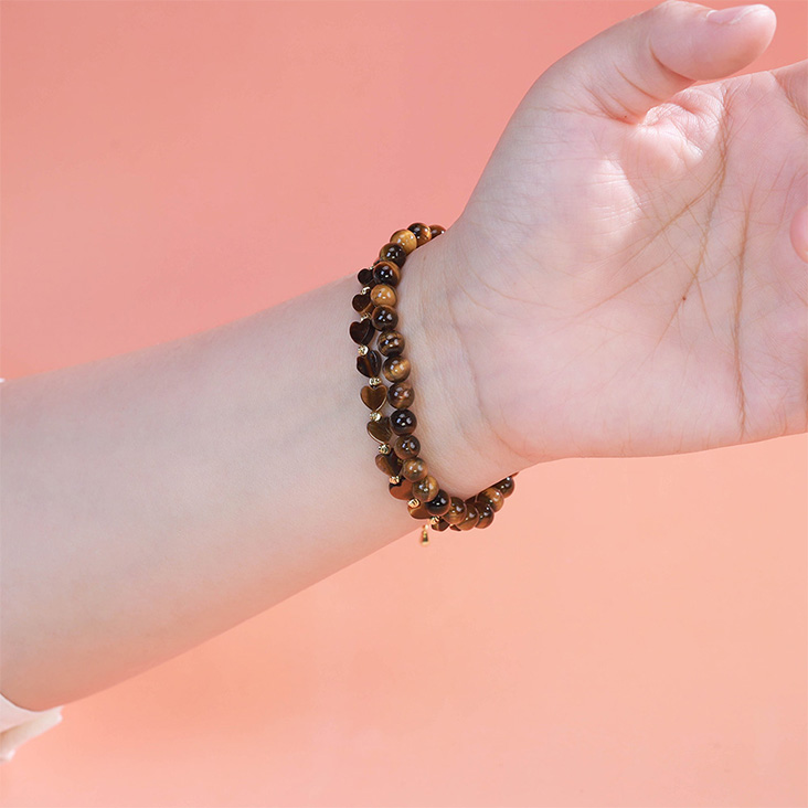 Double-Layer Heart Beaded Bracelet – White Crystal, Opal, Rose Quartz, Red Jasper, Tiger Eye, Amazonite Double-Layer Heart Beaded Bracelet – White Crystal, Opal, Rose Quartz, Red Jasper, Tiger Eye, Amazonite