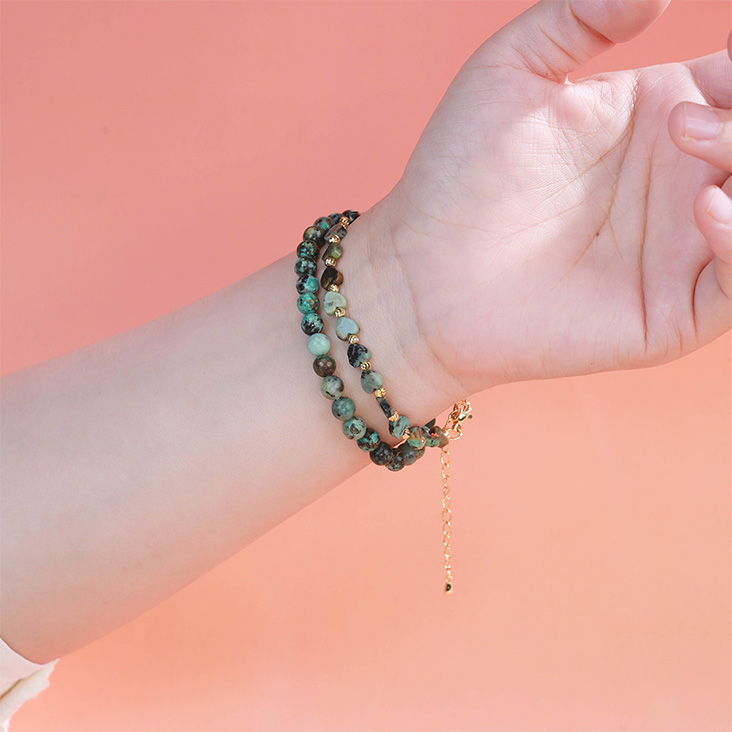 Double-Layer Heart Beaded Bracelet – White Crystal, Opal, Rose Quartz, Red Jasper, Tiger Eye, Amazonite Double-Layer Heart Beaded Bracelet – White Crystal, Opal, Rose Quartz, Red Jasper, Tiger Eye, Amazonite