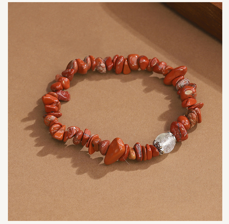 Gemstone Chip Bracelet with Single Bead – Clear Quartz 8mm – Metal Flower Setting 7mm – Pink Quartz, Amethyst, Amazonite, Turquoise, Tiger Eye, Red Agate, Red Jasper, Black Agate Gemstone Chip Bracelet with Single Bead – Clear Quartz 8mm – Metal Flower Setting 7mm – Pink Quartz, Amethyst, Amazonite, Turquoise, Tiger Eye, Red Agate, Red Jasper, Black Agate